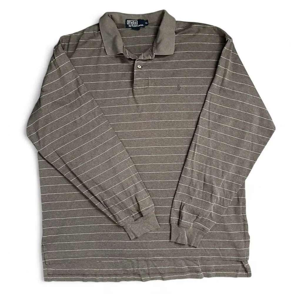 Polo Ralph Lauren Men's Brown‎ Striped Long Sleeve Shirt Size XL